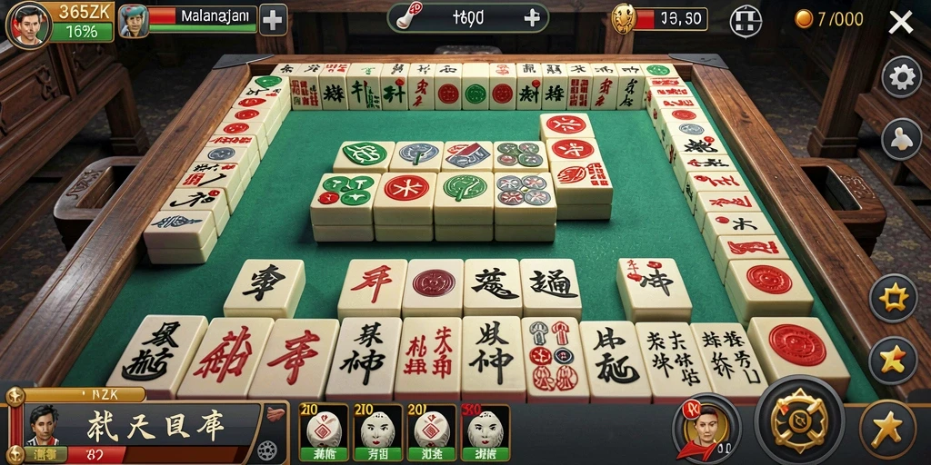 Tampilan gameplay Mahjong dalam 365ZK dengan ubin yang menawan.