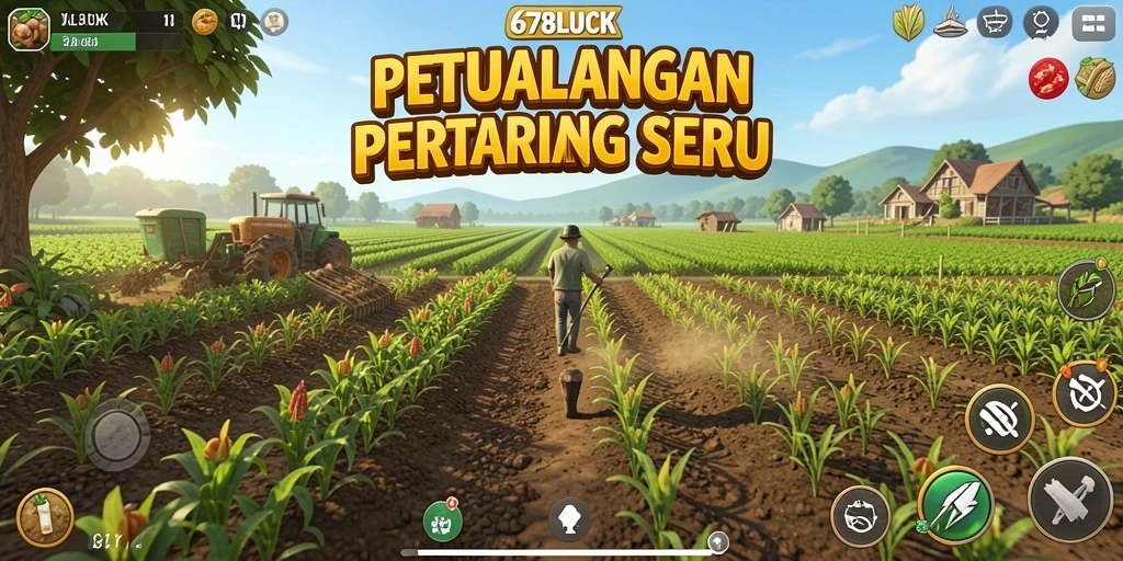Tampilan gameplay 678LUCK menampilkan aktivitas bertani yang seru dan menyenangkan.
