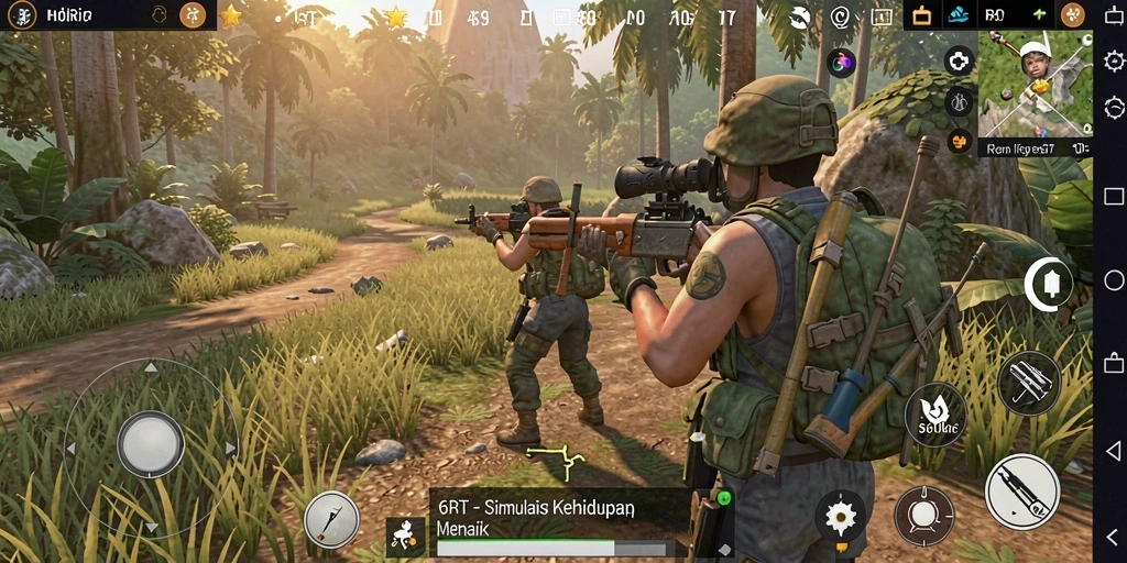 Screenshot gameplay 6RT menampilkan karakter dalam simulasi kehidupan.