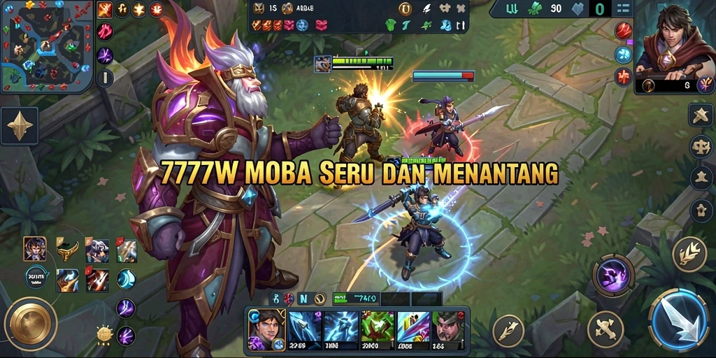 Tangkapan layar gameplay seru dari 7777W yang menampilkan aksi pertempuran.