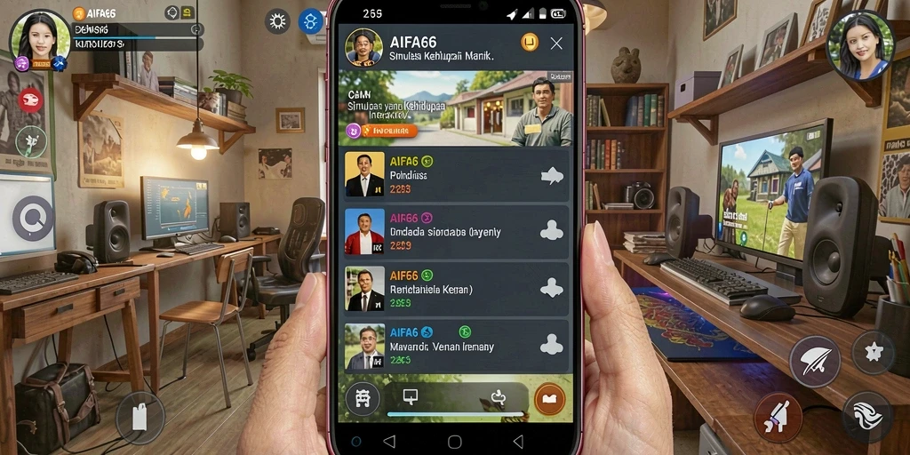 Tangkapan layar AIFA66 menampilkan gameplay simulasi kehidupan yang immersive.
