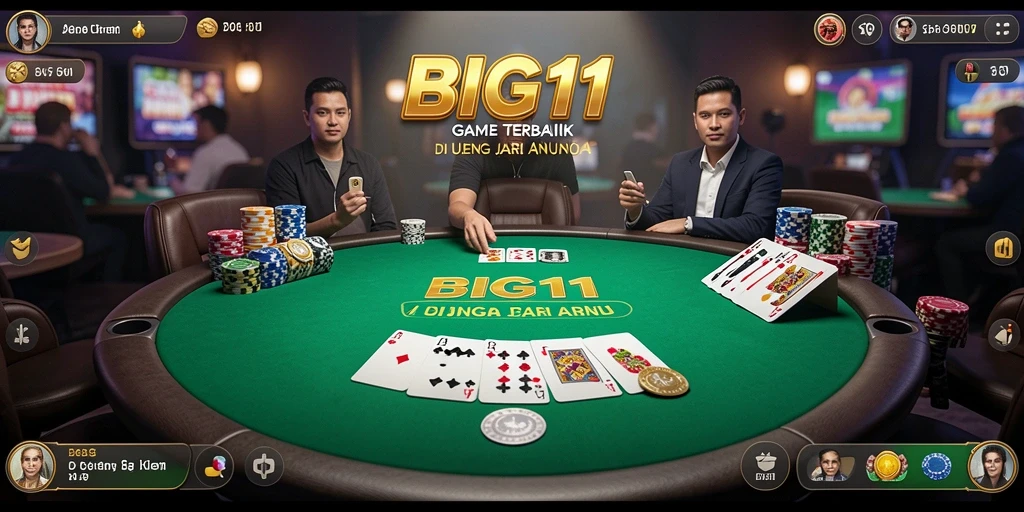 Tampilan gameplay Poker yang mendebarkan di BIG11.