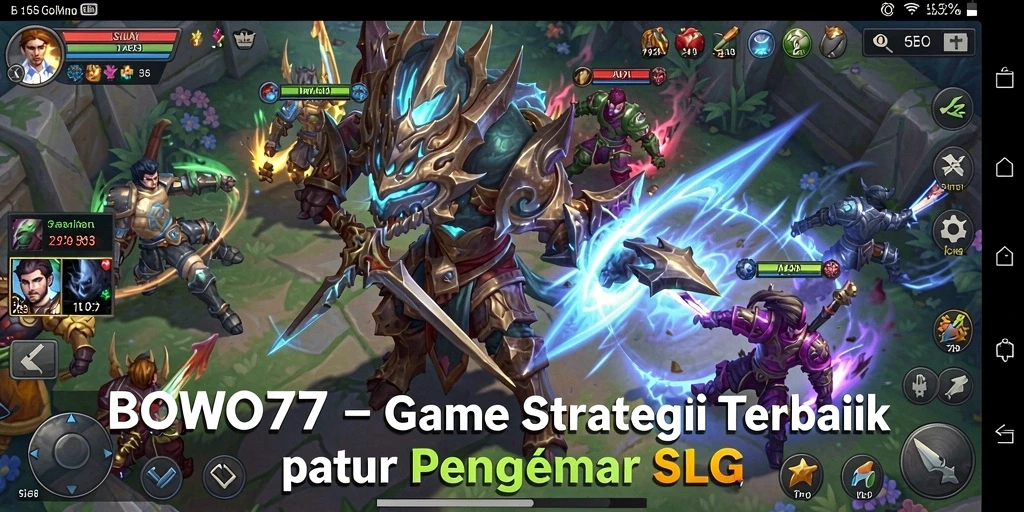 Screenshot menampilkan aksi pertempuran dalam BOWO77 dengan pemain strategis.