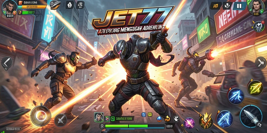 Screenshot gameplay JET77 menunjukkan aksi mendebarkan dan grafik menawan.