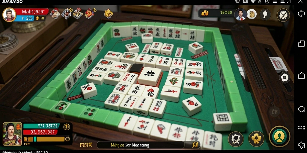 Tampilan gameplay JUARAGO yang menampilkan aksi Mahjong yang seru.
