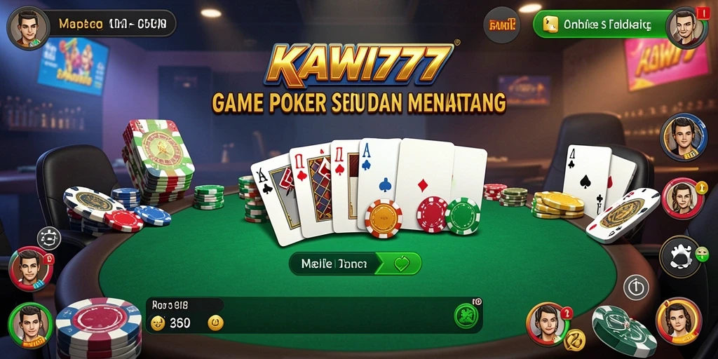 Tampilan gameplay seru dalam KAWI777 saat bermain poker.