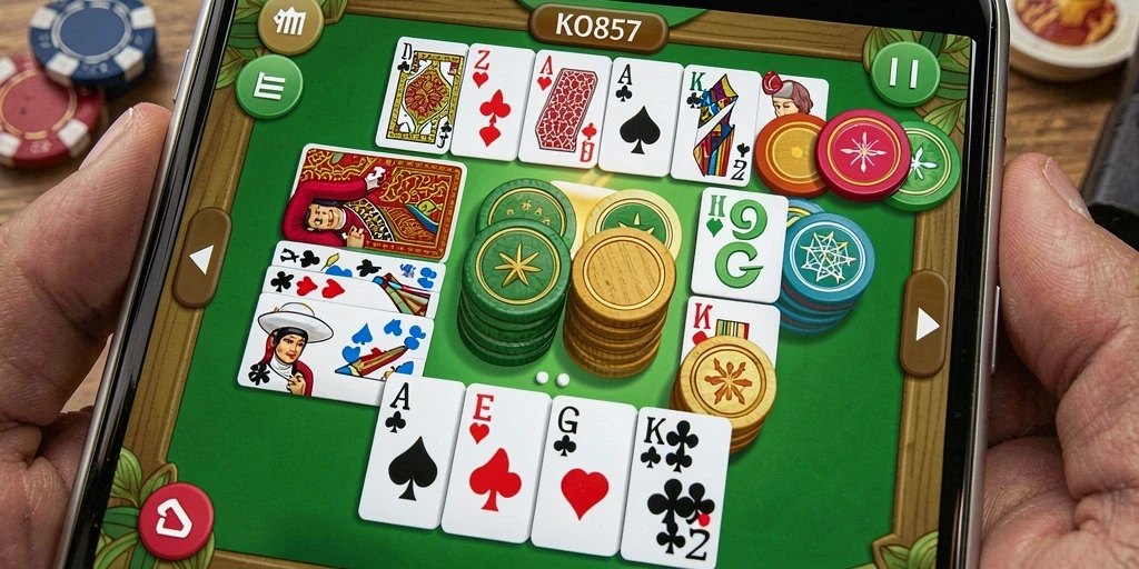 Tampilan gameplay seru di KO857 dengan suasana permainan Gaple.