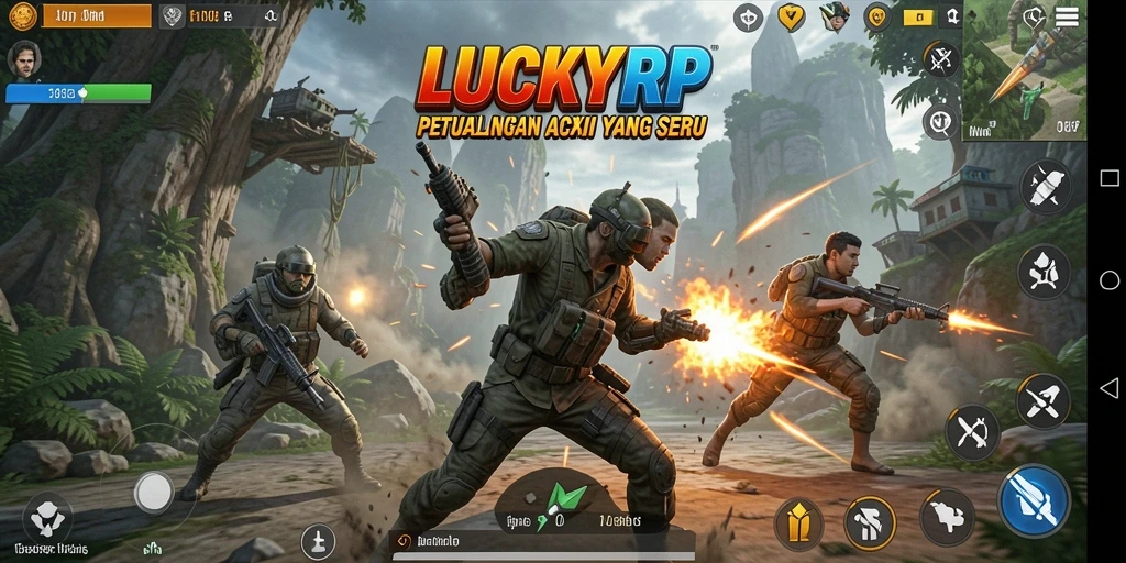 Tangkapan layar gameplay menampilkan aksi menegangkan di LUCKYRP.