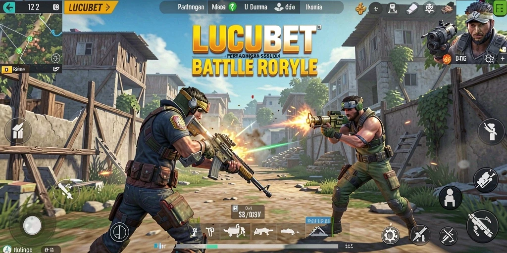 Tampilan gameplay seru LUCUBET dalam pertempuran Battle Royale.