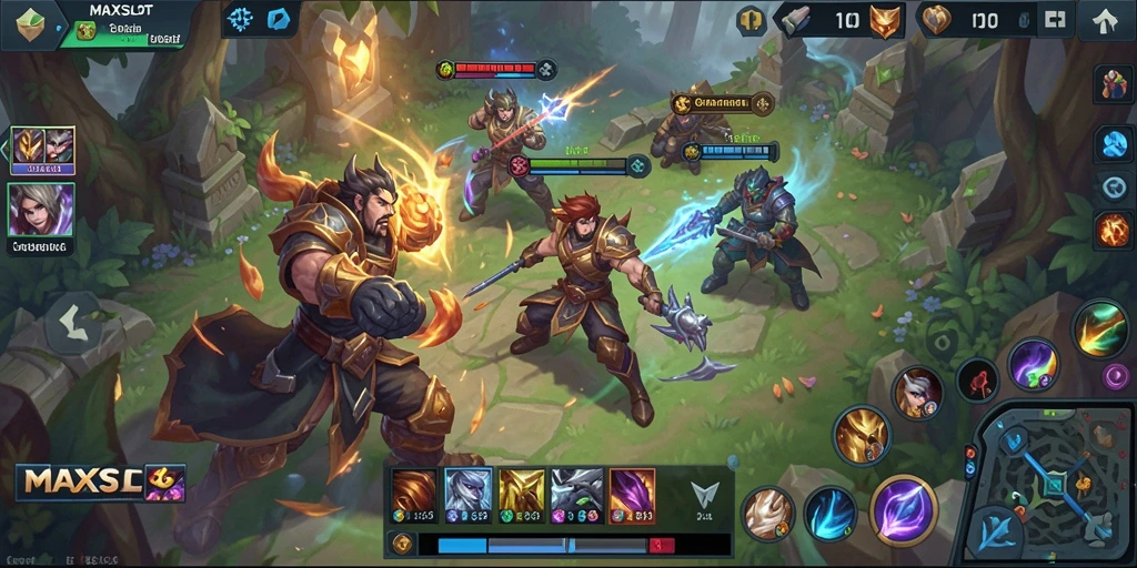 Tampilan gameplay seru di arena MOBA MAXSLOT.