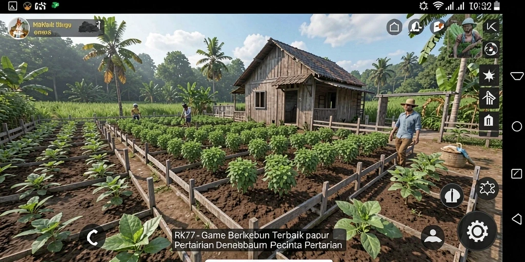 Gameplay RK77 menampilkan penggemar berkebun yang sedang merawat tanamannya.