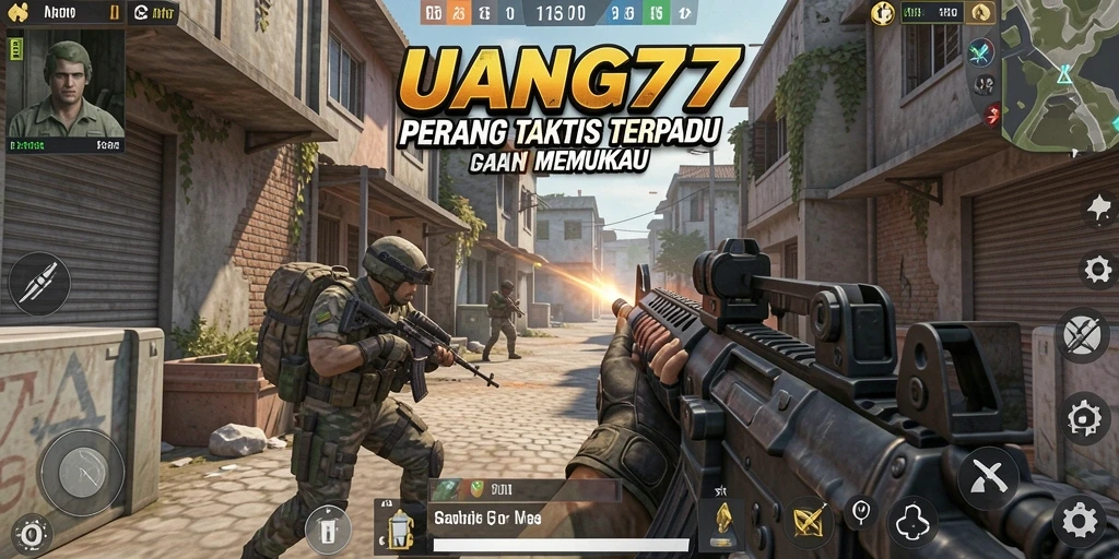 Tangkapan layar UANG77 menampilkan aksi tembak-menembak yang mendebarkan di medan perang.